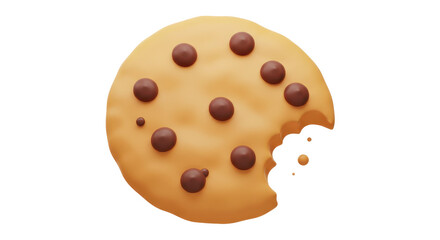 Isolated Chocolate Chip Cookie with a Bite Taken