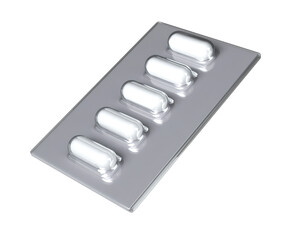 Narcotics illustrated by a pack of pills representing medication impact on health. 3D render illustration