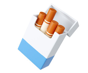 Narcotics cigarette pack symbolizing smoking health risks. 3D render illustration
