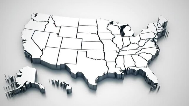 3 d united states map illustration for educational and informative use