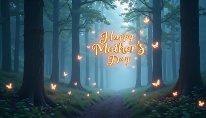 Forest Path with Glowing Butterflies for a Special Celebration