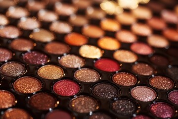 Close-up of eyeshadow palette with various shades