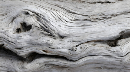 Weathered driftwood texture displaying intricate wood grain patterns in shades of gray and white creating a stunning natural abstract pattern