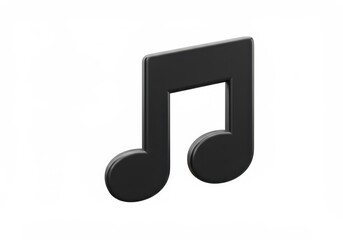 3D Illustration of Black musical note isolated on white background, simple design element