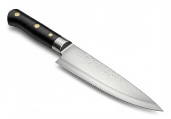 3D Illustration of Chef's knife with hammered blade isolated on white background