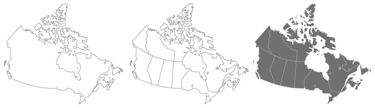 Canada map &ndash; vector illustration of political and geographical borders