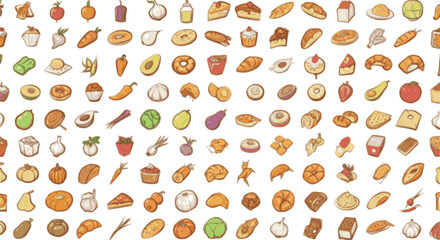 Seamless food pattern made from small illustrations.
