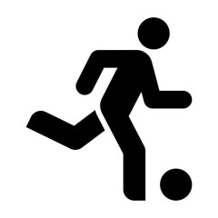 Playing football icon, soccer player sign.