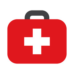 First aid kit icon. Medical kit bag sign. Medical emergency supplies.