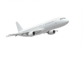 Fototapeta premium 3D Illustration of White passenger airplane in flight isolated on white background