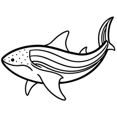 Vapor Whale Shark line art vector