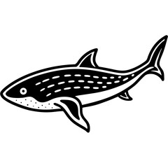 Vapor Whale Shark line art vector
