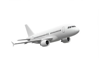 Fototapeta premium 3D Illustration of White passenger airplane isolated on white background in flight