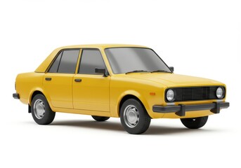 3D Illustration of Yellow vintage car isolated on white background, a classic automobile