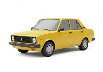 Fototapeta premium 3D Illustration of Yellow sedan car isolated on white background, a classic automobile