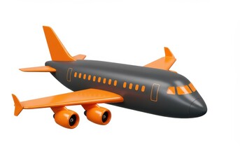 Fototapeta premium 3D Illustration of 3d render of an airplane in orange and gray isolated on white background