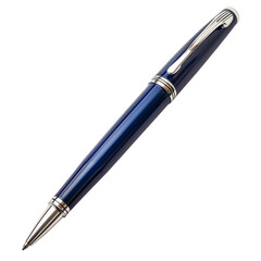 Luxury blue ballpoint pen with silver accents