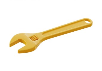 Obraz premium 3D Illustration of Yellow adjustable wrench isolated on white background for maintenance work