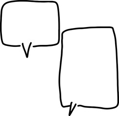 Obraz premium two talk dialogue speech bubbles drawn with thick black curved lines, scribbles, hand drawn