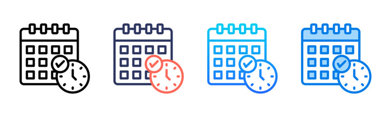 Scheduling icon sheet multiple style collection