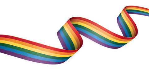Rainbow Pride Ribbon Swirl on Transparent Background