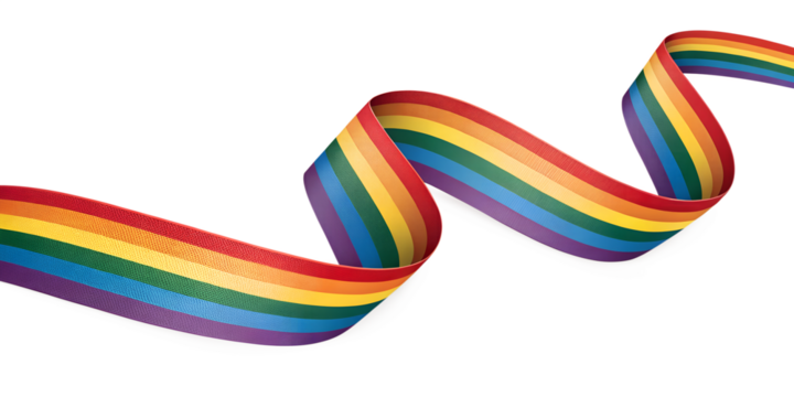 Rainbow Pride Ribbon Swirl on Transparent Background