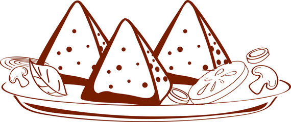 sketchy doodle of Indian snack samosa