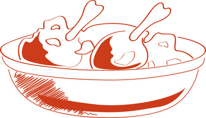 sketchy doodle of Indian Chicken gravy dish