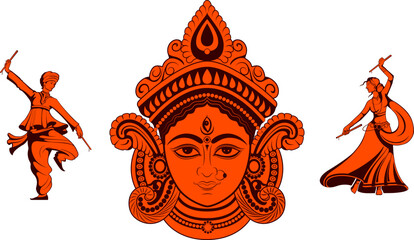  Goddess Durga in Happy Durga Puja Subh Navratri Indian religious background design