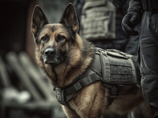 Police K9 Working Dog in Vest