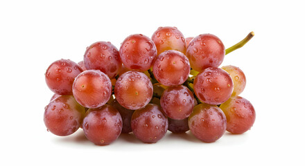 Fototapeta premium Fresh Red Grapes with Water Drops on White Background