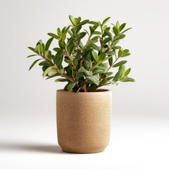 Fototapeta premium Lush Green Potted Plant Isolated on White Background