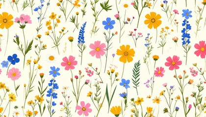 Colorful floral pattern on a light beige backdrop.