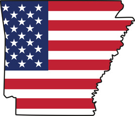 Map of ArkansasState Design with USA Flag