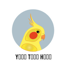 cocktail bird mascot logo.Cute Yellow Cockatiel Bird Illustration – Cartoon Style Exotic Parrot with Orange Cheeks and Crest – Vector Graphic for Logos, Stickers, or Decor.