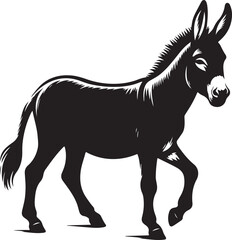 Obraz premium donkey black silhouette vector, donkey icon clip art 