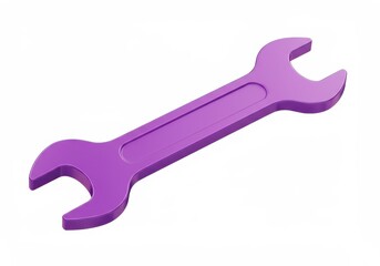 3D Illustration of Purple wrench isolated on white background, a simple 3D render tool
