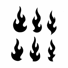Black flame silhouettes in various shapes.