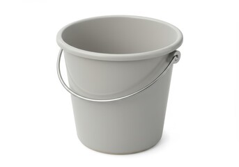 3D Illustration of Gray bucket with silver handle isolated on white background