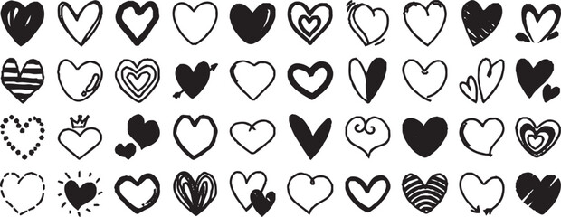 Hand drawn love proposal set line art vector