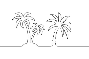 
Palm tree continuous one line art and minimal outline vector illustration
