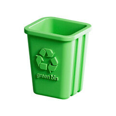 Green Recycling Bin with Recycle Symbol and Text