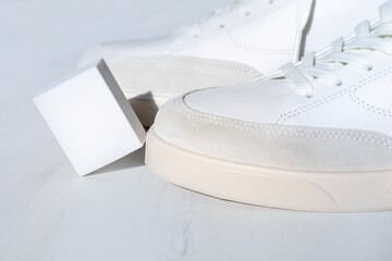 Dry clean for white leather suede shoes, clean concept