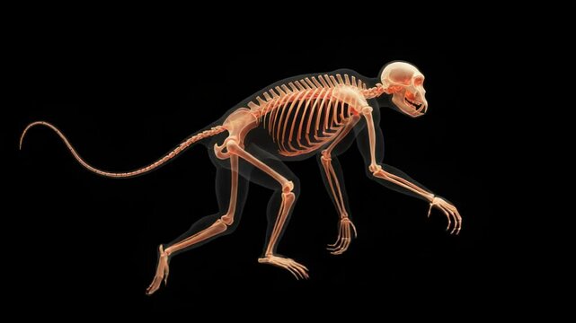Radiographic Presentation of Monkey Anatomy and Skeletal Structure Visualization
