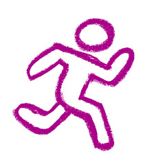 Person Running Icon Crayon Chalk Drawing Vector