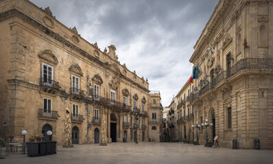 Exploring Ortigia's Historic Architecture Under a Moody Sky, Sicily, Italy