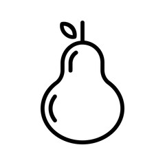 Outline pear icon vector in simple style for healthy snacks