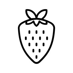 Outline strawberry icon vector in simple style for dessert branding