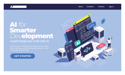 Isometric AI Tools Software Landing Page