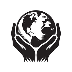 healing planet vector silhouette clip art logo design illustration. World environment day